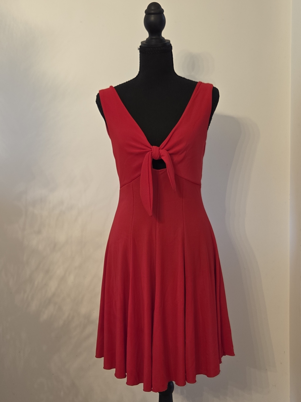 Red Tie-Front Sleeveless Mini Dress